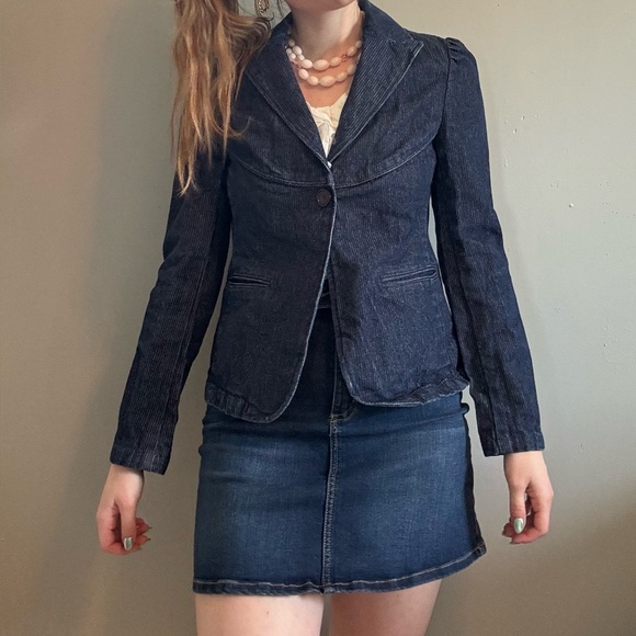 Old Navy Denim Ribbed Blazer Jacket. - Picture 5 of 6